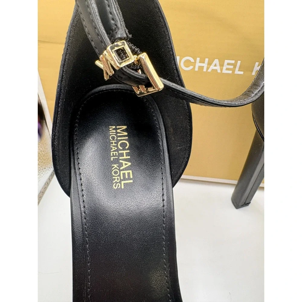 Michael Kors Margot Platform Faux Leather Black Sz 7M